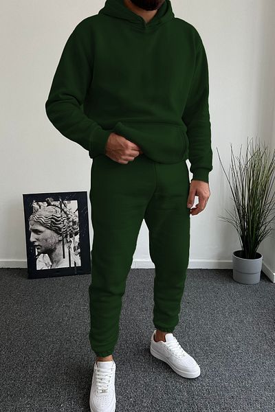ruNadeS Men's Oversize Kangaroo Pocket Elasticized Sweatpants Suit - Home Wear