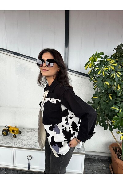 Kübra Tekstil Πουκάμισο από βαμβάκι με σχέδιο Gabardine - Μακρυμάνικο, Μπουφάν με λεπτομέρεια με κουμπώματα