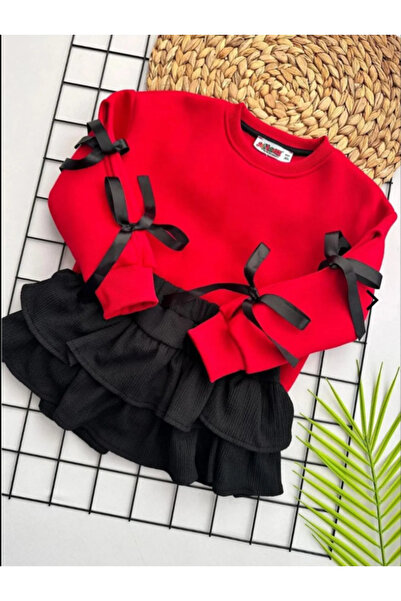 Machetta Girl's Suit with Ribbon Sleeves and Skirt