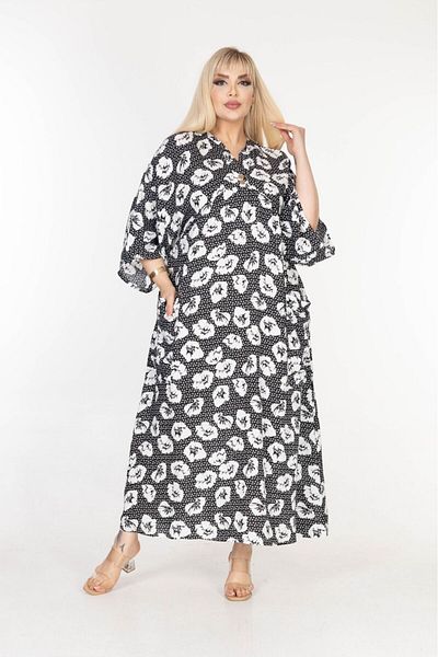 mervemoda Γυναικείο υφαντό φόρεμα plus size