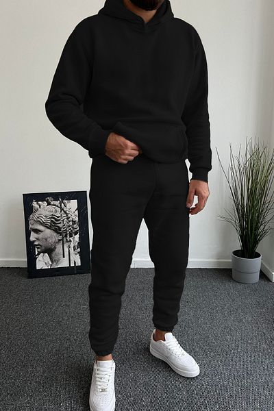 ruNadeS Men's Oversize Kangaroo Pocket Elasticized Sweatpants Suit - Home Wear
