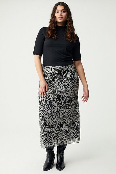 ETHIQUET Talabb Women's Tulle Mesh Fabric Length Lined Zebra Print Large Size Skirt