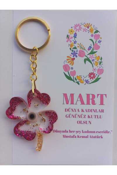 demirbasavm سلسلة مفاتيح إيبكسي مصنوعة يدويًا مخصصة ليوم المرأة في 8 مارس