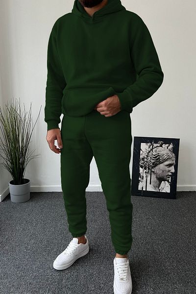 ruNadeS Men's Oversize Kangaroo Pocket Elasticized Sweatpants Suit - Home Wear