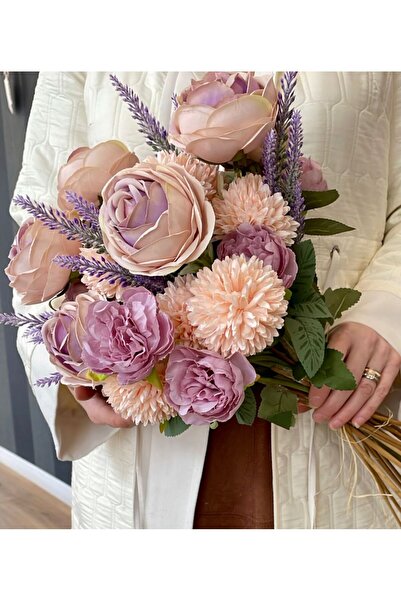 Minemiss Tasarım Gerçek görünümlü Yapay Çiçek Kasımpatı,Lavanta,Lila Jumbo Gü...