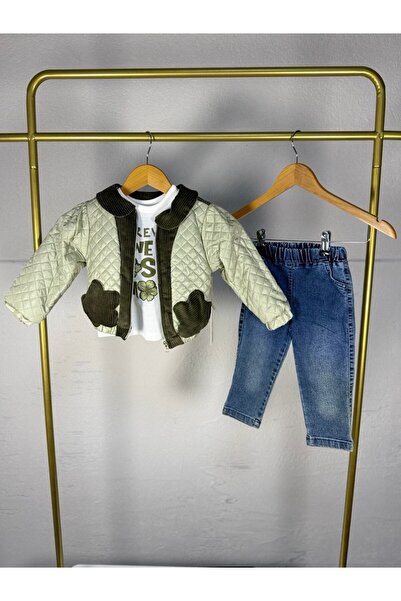 TİJK Baby Girl 3 Piece Set with Quilted Jacket