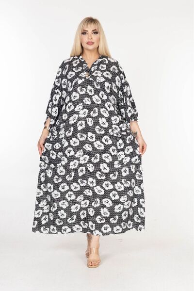 mervemoda Γυναικείο υφαντό φόρεμα plus size