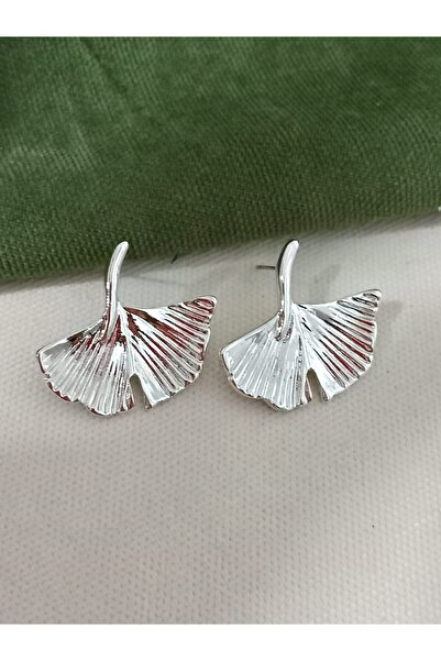 mos&more Gümüş Yaprak Gingko Küpe Vintage