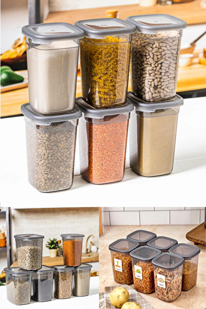 omilife 6 Pieces 12 Pieces 1.2 Liter Square Food and Pulse Storage Container Set Spice Jar