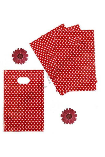 shop Kırmızı Puantiyeli El Geçme Poşet Hediyelik 12x17 Cm (25 ADET)
