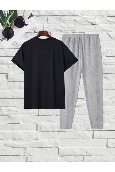 Medinenur Los Angels εμπριμέ μπλουζάκι Φούτερ Jogger Comfortable Fit Σετ αθλητικών
