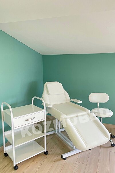 Kozmobed 3'lü Cilt Bakım Sedye Seti-Cilt Bakım Koltuğu-Uzman Taburesi-Etejer