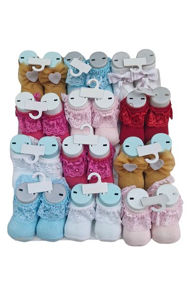 Marlin Cotton Newborn Baby Lace 3 Pack Accessory Mannequin Socks
