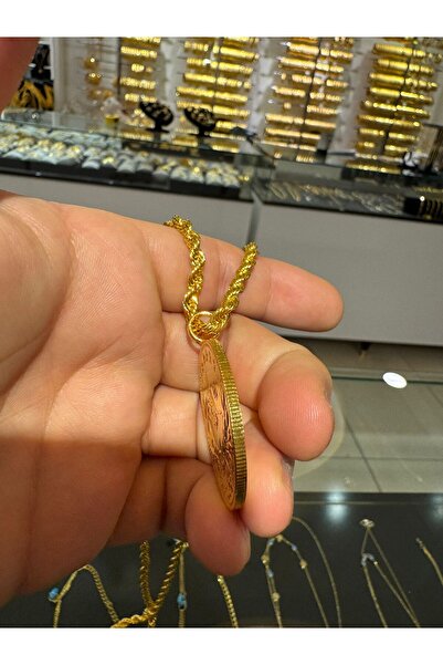 imitasyon dünyası 22 Ayar Altın Kaplama Reşat 5i Biryerde   4mm 60 Cm Uzunluğunda  Zincirli Kolye