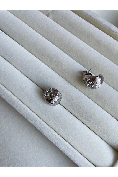 Gizem Eren Steel Earrings with Snowflake Stones