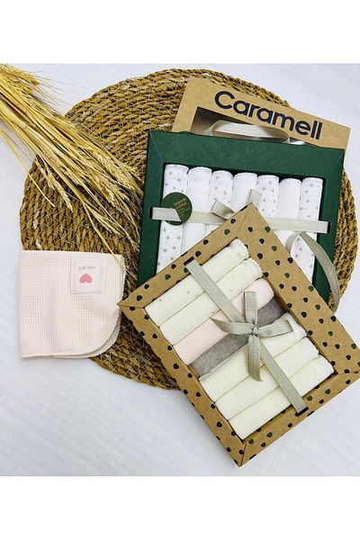 Caramell 7 Pack Cotton Baby Wipes - Newborn 2 Pack