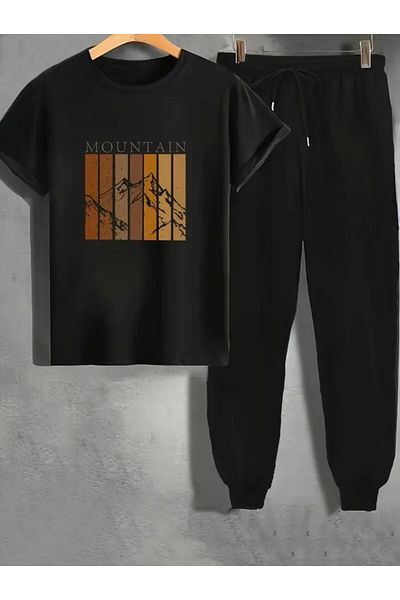 Medinenur Mountain printed T-shirt Φούτερ Jogger Comfortable Fit Σετ αθλητικών