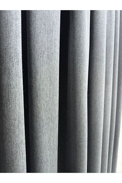 Taç Meyra Matte Cotton Anthracite Background Curtain 1/3 Close Pleat