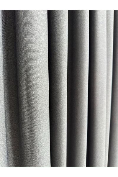 Taç Meyra Glossy Cotton Gray Background Curtain 1/3 Close Pleat