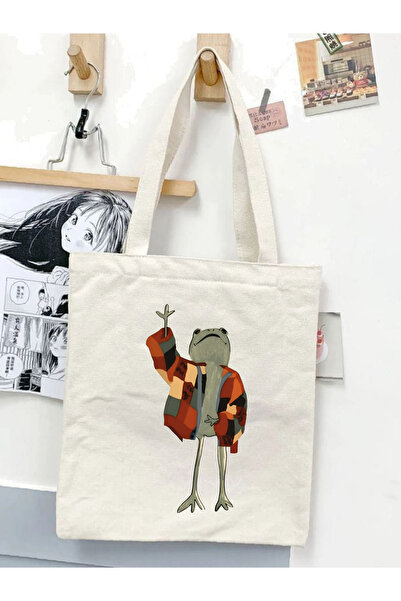 Cemira Harry Styles Cardigans Frog - Kurbağa Tasarımlı Tote Bag Bez Çanta