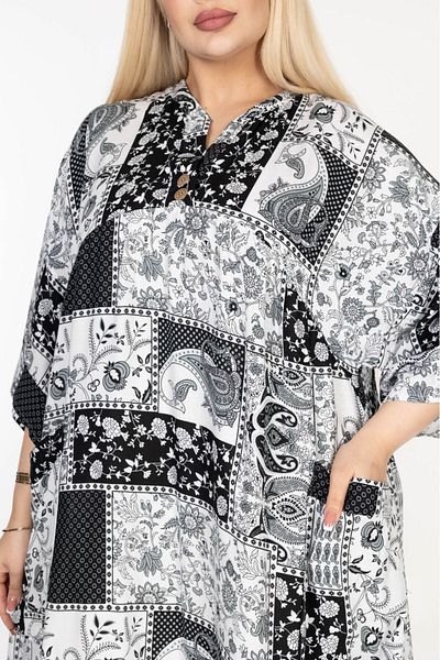 mervemoda Γυναικείο υφαντό φόρεμα plus size