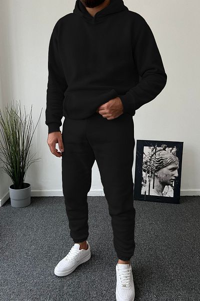 ruNadeS Men's Oversize Kangaroo Pocket Elasticized Sweatpants Suit - Home Wear