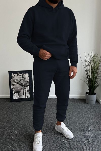 ruNadeS Men's Oversize Kangaroo Pocket Elasticized Sweatpants Suit - Home Wear