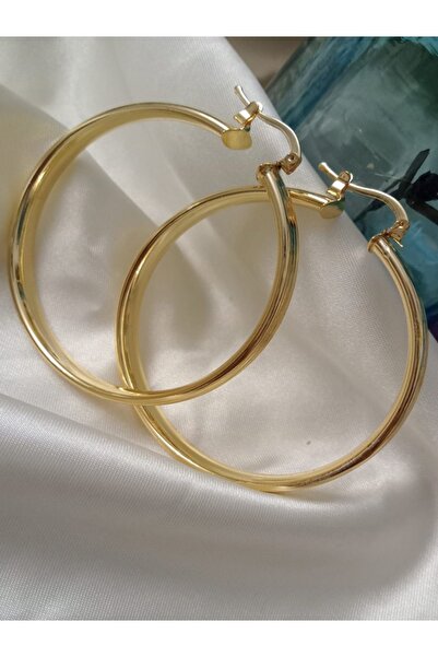 Shisa Jewel Buyuk Çizgili Halka Küpe 6 cm (25)