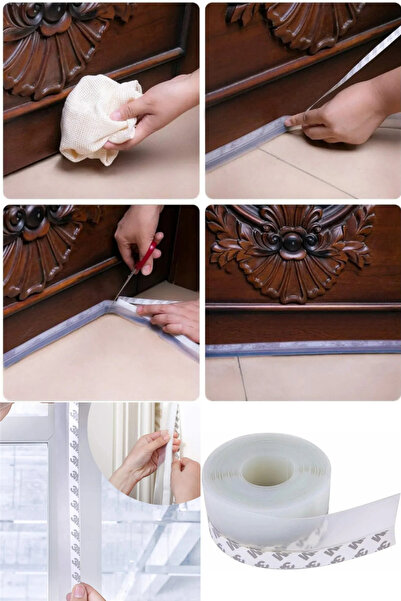 omilife 3 Metre Şeffaf Rüzgar Geçirmez Silikon Sızdırmazlık Şeridi Kapı Pence...