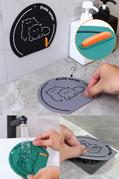 omilife Siyah Renk Kötü Koku Önleyici Silikon Mat Banyo Mutfak Lavabo Balkon Gider Tıpası Tıkacı Kapağı