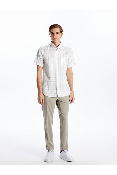 LC Waikiki LCWAIKIKI Classic κανονική εφαρμογή κοντομάνικο καρό ανδρικό πουκάμισο Dobby
