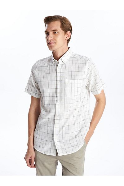 LC Waikiki LCWAIKIKI Classic κανονική εφαρμογή κοντομάνικο καρό ανδρικό πουκάμισο Dobby