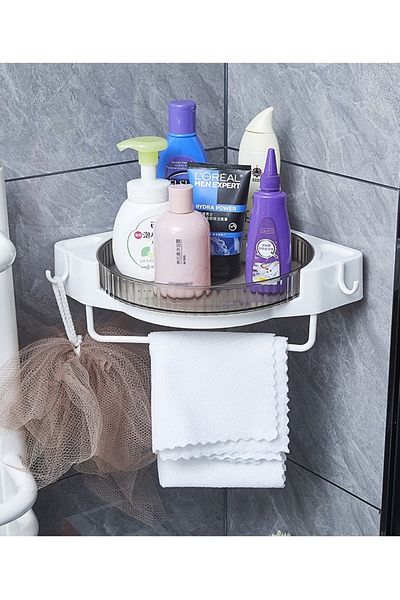 ALMUFARREJ Bathroom Organizer Shelf with Movable Base and Strong Wall Adhesive