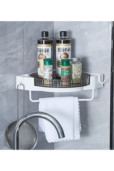 ALMUFARREJ Bathroom Organizer Shelf with Movable Base and Strong Wall Adhesive