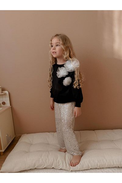 YİGİT BUTİK Yigit Boutique Girl's Bottom Top Set with Sequin Pants