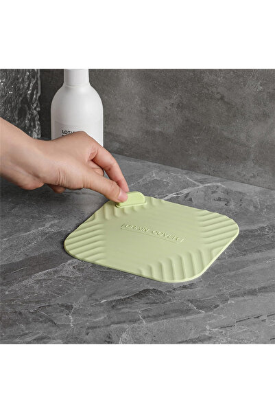 omilife Siyah Renk Kare Kötü Koku Önleyici Silikon Mat Banyo Mutfak Lavabo Balkon Gider Tıpası Kapağı