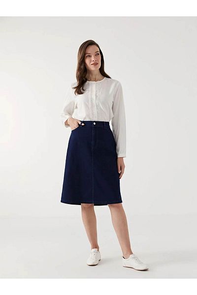 LC Waikiki Fusta de jeans pentru femei LCW Grace Blue Standard Fit