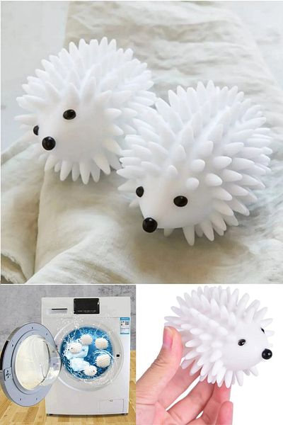 omilife 2-Piece Hedgehog Model Lint Collector Anti-Wrinkle Clothes Dryer Clothes Drying Ball