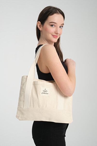 OKTAYUSTA COLLECTİON Τσάντα χειρός και ώμου από καμβά Snap Tote