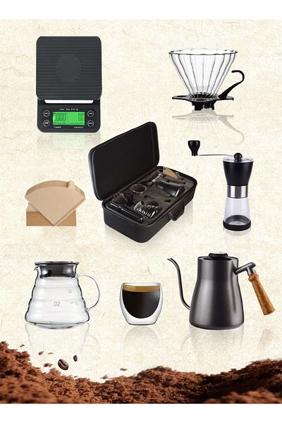TOSCANA U V60 coffee set, manual coffee accessory set, all in a portable travel bag 57*16*27cm
