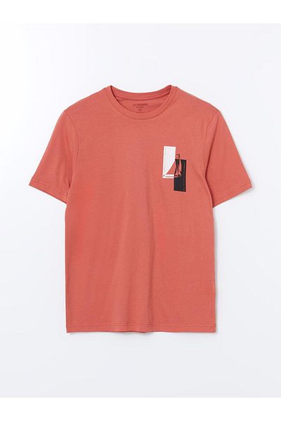 LC Waikiki Ανδρικό μπλουζάκι LCWAIKIKI Classic Crew με λαιμόκοψη κοντό μανίκι με στάμπα χτενισμένο βαμβακερό ανδρικό μπλουζάκι