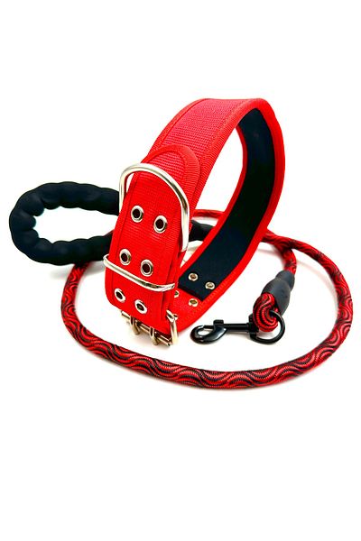 Tasma Market Red Large Breed Dog Collar Set