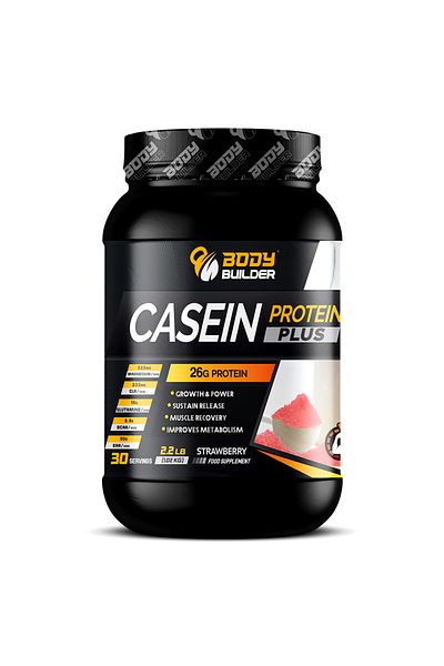 Body Builder Casein Protein Plus, Strawberry, 2.2 LB