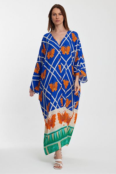 Denismoda Rochie cămașă autentică cu nasturi cu model pentru femei