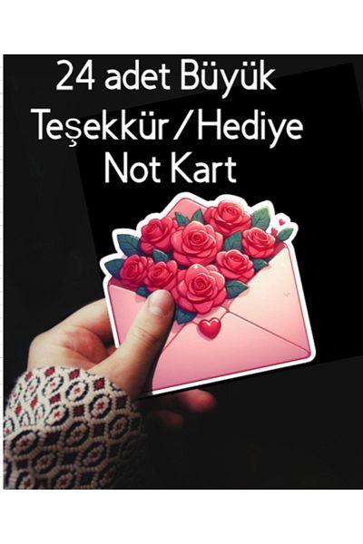 Hiras Dizayn 24Pcs Big Size Red Rose Pattern Gift Memo Card Thank You Note Card Sweetheart Note Flower Memo Cards