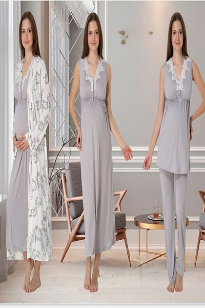 Puerpera Effortt Women's Maternity Nightgown and Pajama Set - Summer Maternity, Morning Gowns 8036
