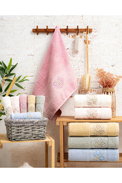 Hazangülü Buldan Üretim بيريل مهر القطن 6 قطعة منشفة اليد/الوجه I 50x90