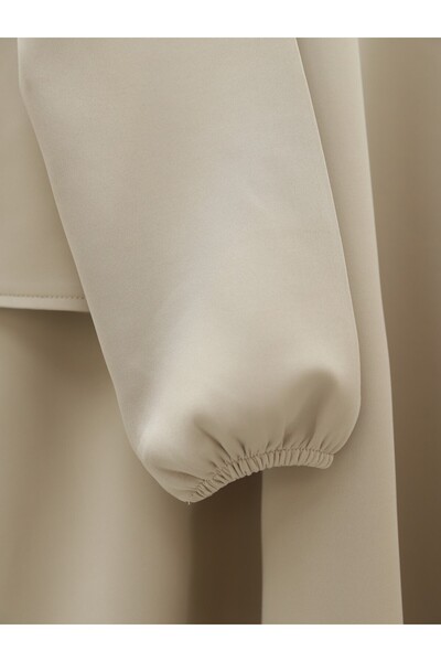 Modamorfo Beige Scuba Set - Skirt with Bow Detail on the Front