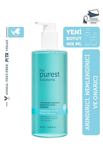 The Purest Solutions 400 ml Υαλουρονικό Οξύ - Ενυδατικό και Επανορθωτικό Τζελ Καθαρισμού Προσώπου για Ξηρά και Μικτά Δέρματα