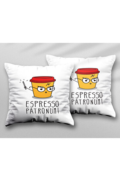 ART HEDİYE Espresso Patronum Two Pcs Two Side Printed Washable Cushion Throw ...